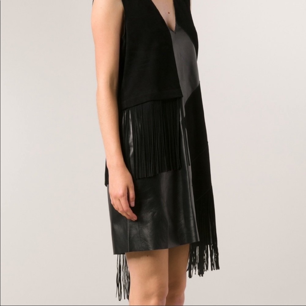 Derek Lam 10 Crosby black real leather suede dress - Picture 2 of 14